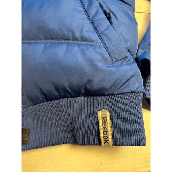 Reebok Colts Womens M Blue Puffer Jacket W/ Faux Fur Hood Convertible To Vest - Picture 10 of 15